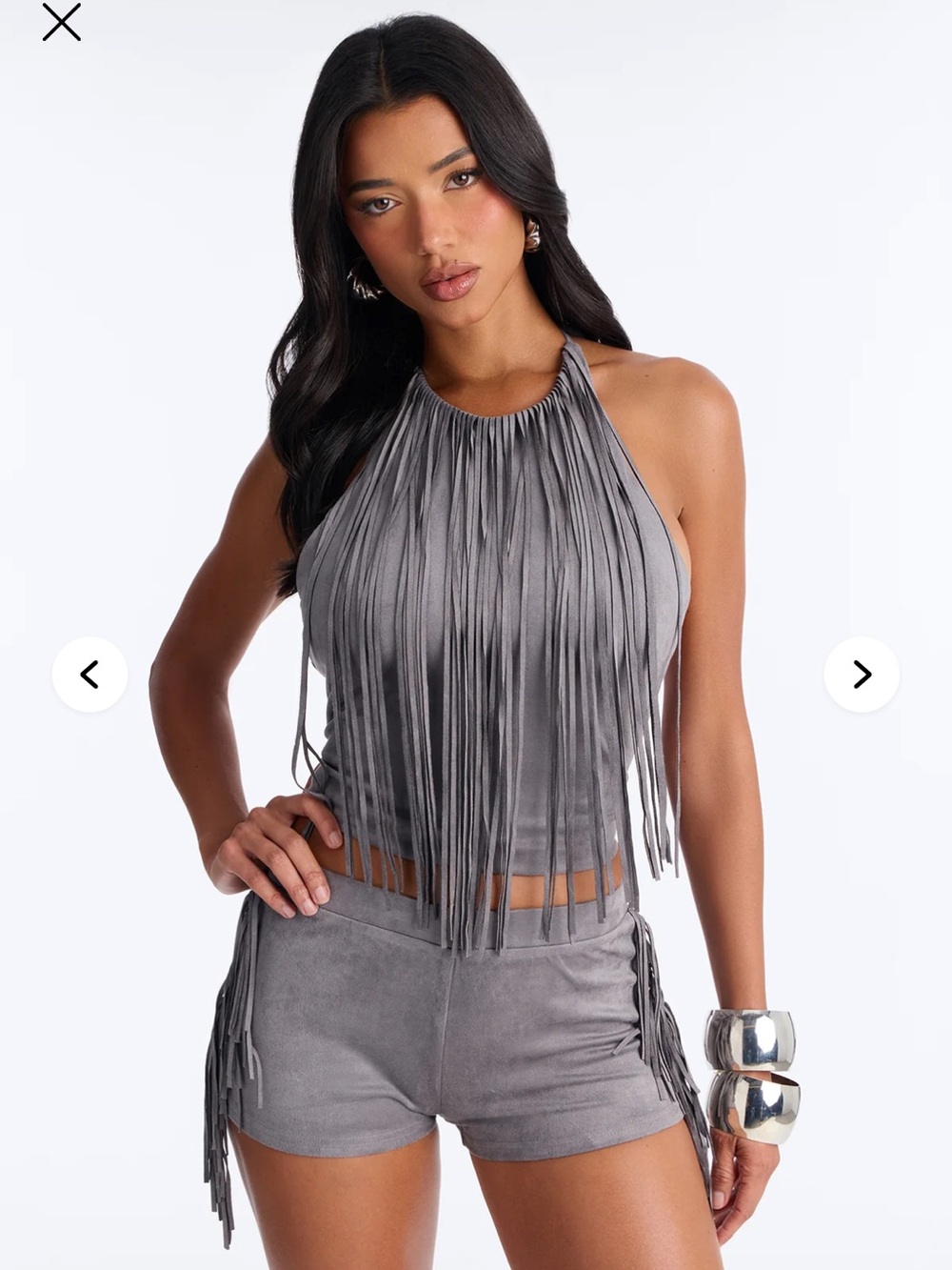 Fashion Nova Gray Suede Set XS New faux suede